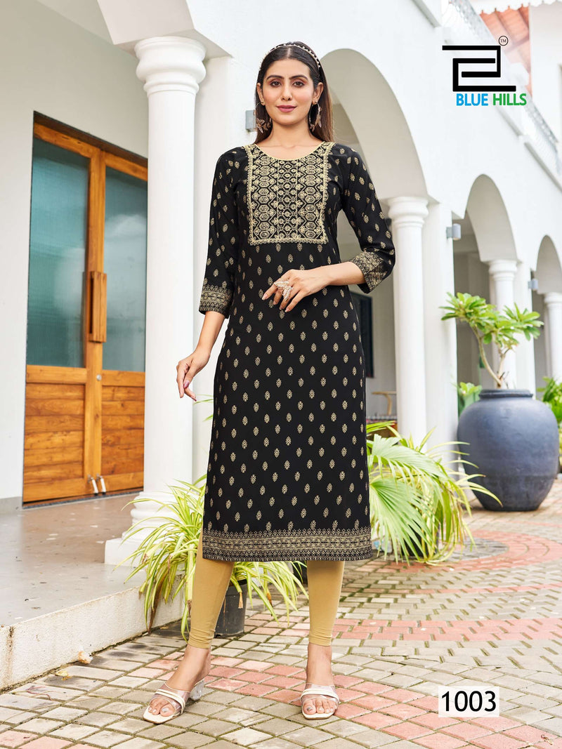 Blue Hills Big Boss Vol 10 Rayon Embroidery Daily Wear Kurti