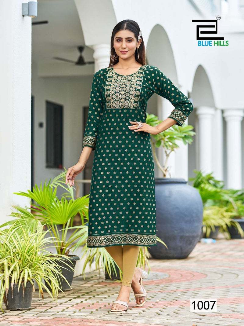 Blue Hills Big Boss Vol 10 Rayon Embroidery Daily Wear Kurti