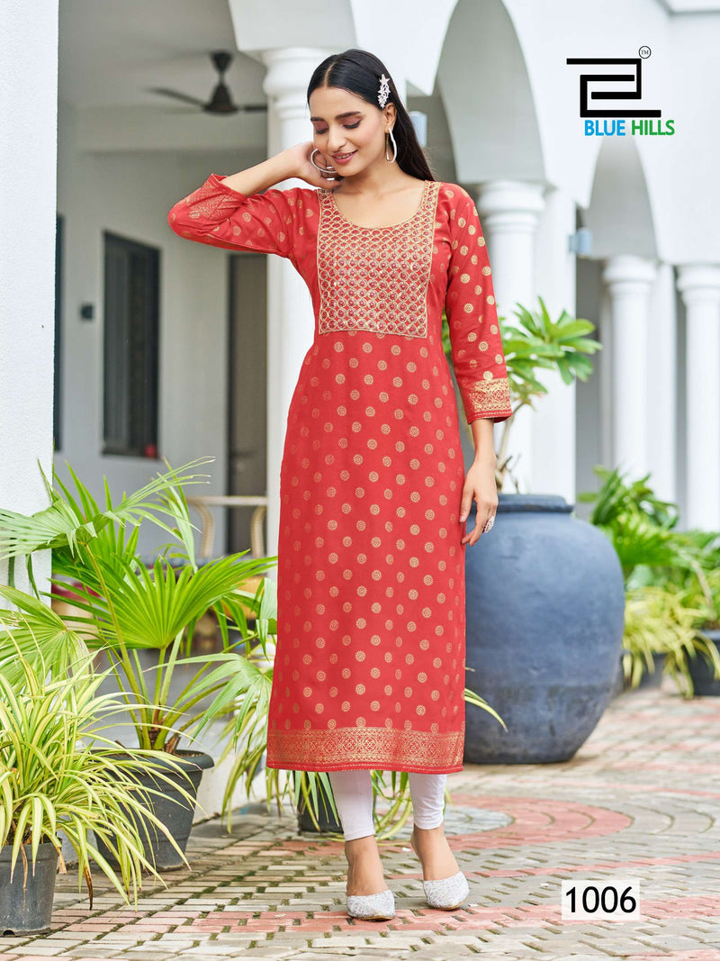 Blue Hills Big Boss Vol 10 Rayon Embroidery Daily Wear Kurti