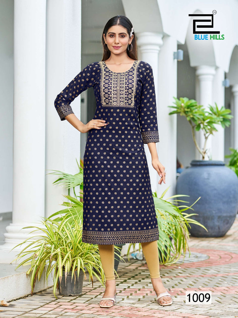 Blue Hills Big Boss Vol 10 Rayon Embroidery Daily Wear Kurti