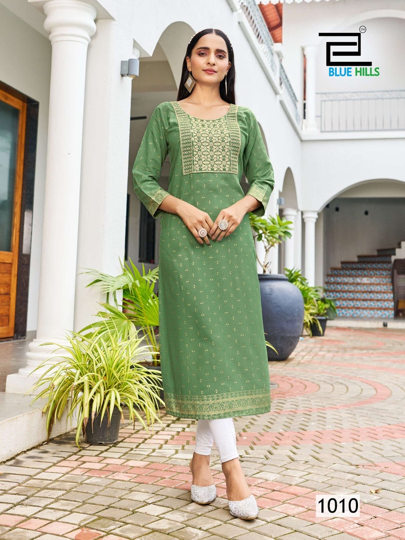 Blue Hills Big Boss Vol 10 Rayon Embroidery Daily Wear Kurti