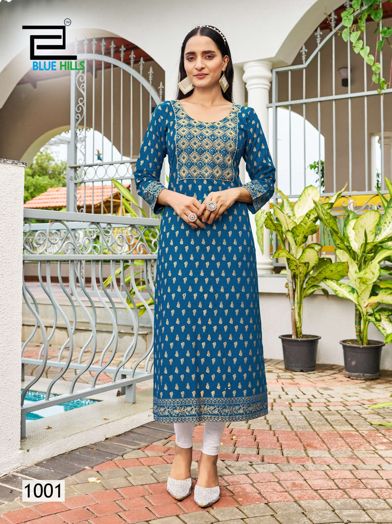 Blue Hills Big Boss Vol 10 Rayon Embroidery Daily Wear Kurti