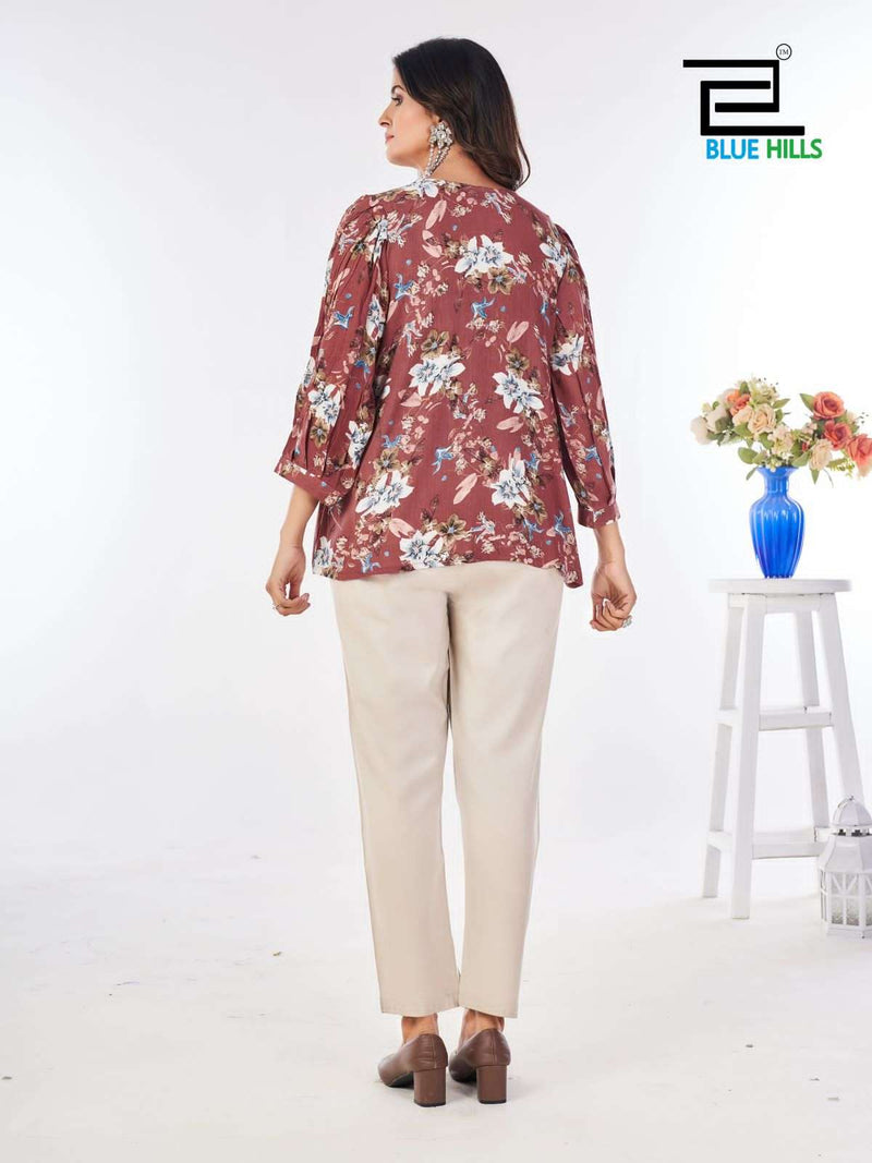 Blue Hills Cappuccino Vol 3 Rayon Print Fancy Daily Wear Top