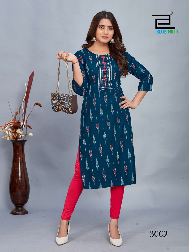 Blue Hills Dream Vol 3 Rayon Fancy Kurti Set