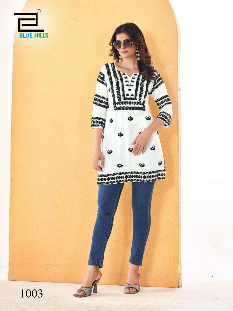 Blue Hills Hola Pro Rayon Fancy Daily Wear Short Kurti Set