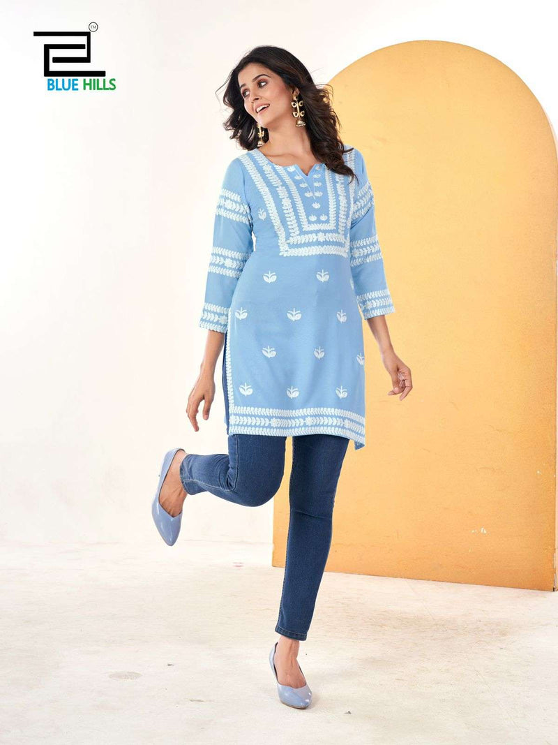 Blue Hills Hola Rayon Fancy Trending Daily Wear Short Kurti