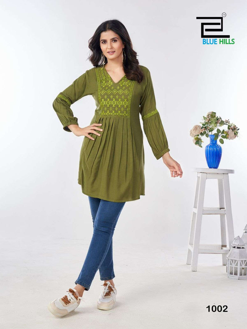 Blue Hills Manu Bhaker Rayon Fancy Daily Wear Short Top