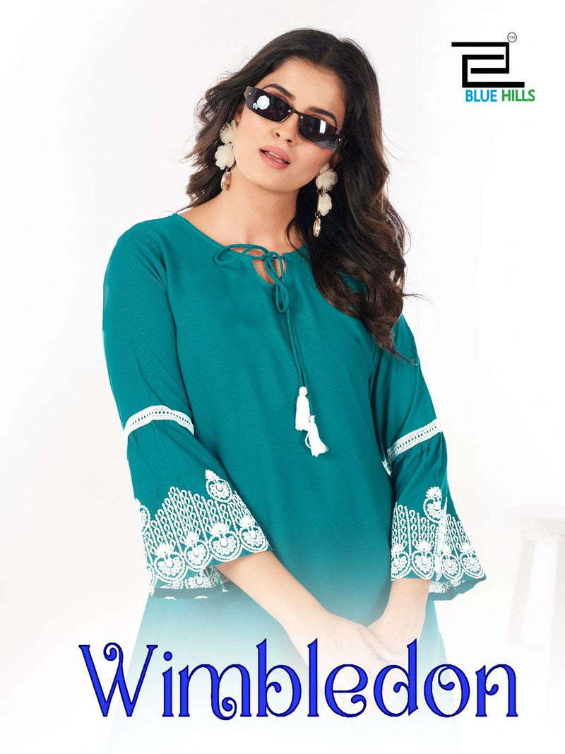 Blue Hills Wimbledon Rayon Heavy Work Fancy Daily Wear Kurti