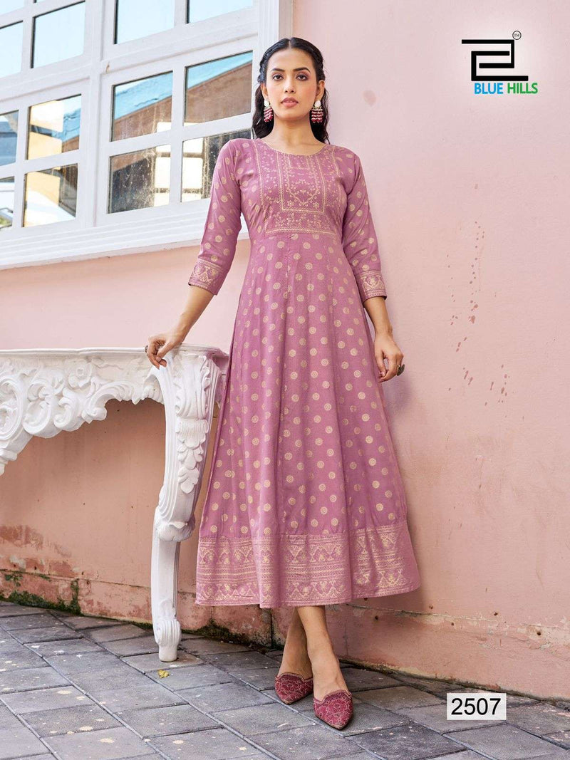 Blue Hills  Womaniya Vol 25 Rayon Anarkali Daily Wear Kurti Set