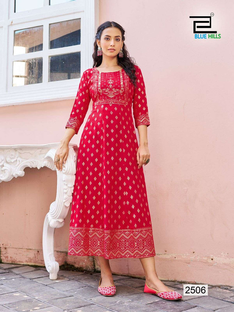 Blue Hills  Womaniya Vol 25 Rayon Anarkali Daily Wear Kurti Set