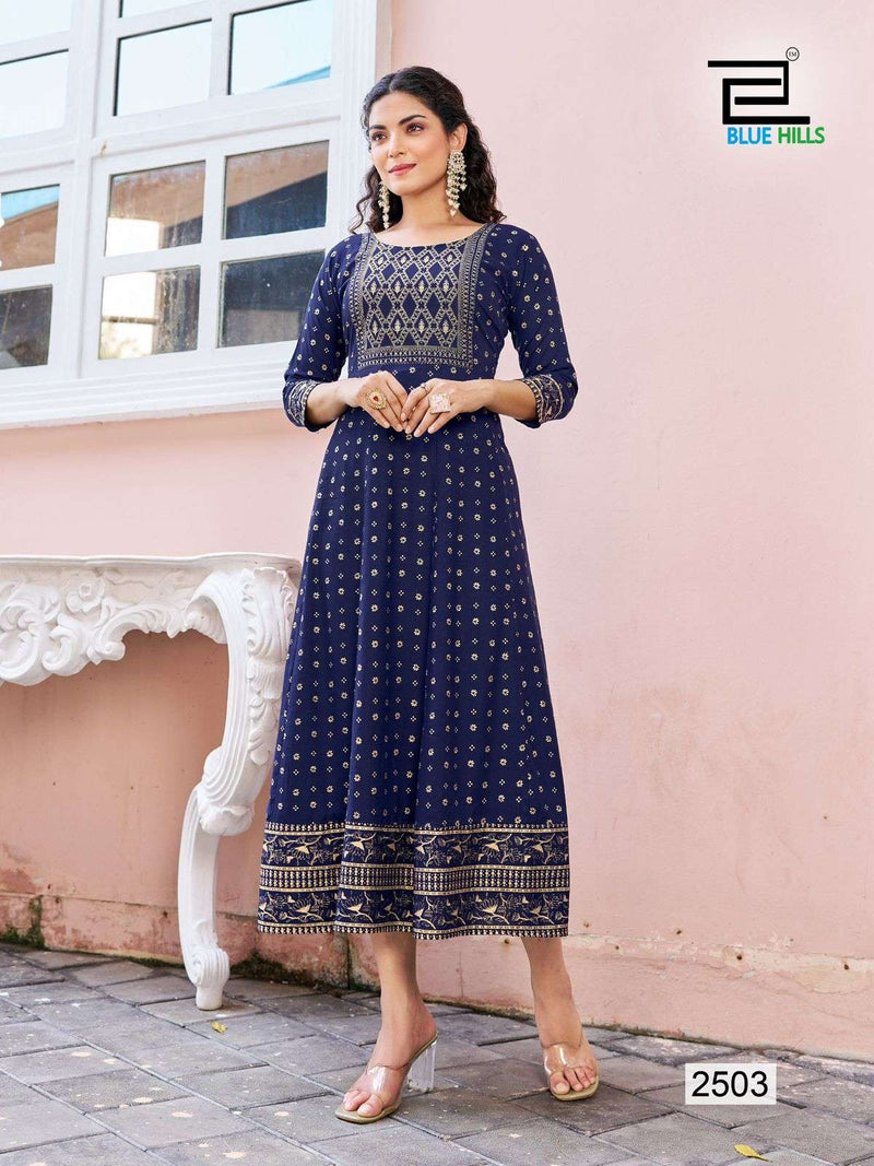 Blue Hills  Womaniya Vol 25 Rayon Anarkali Daily Wear Kurti Set