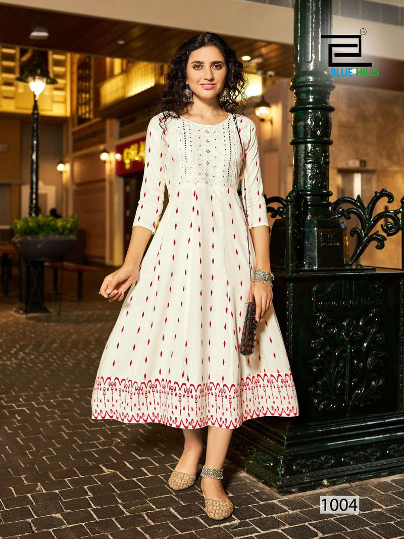 Blue Hills Zudio Rayon Anarkali Style Daily Wear Kurti Set