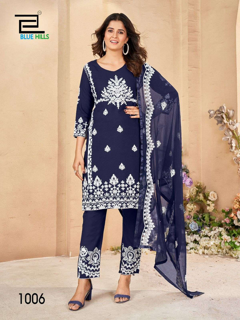 Blue Hills Galaxy Rayon With Chain Stitch Embroidery Work Kurti Combo Set