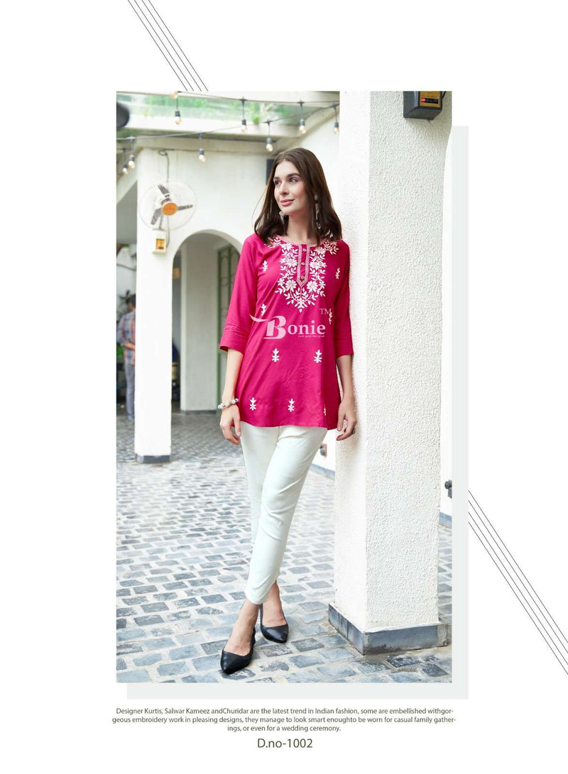 Bonie Aisha Vol 2 Rayon Embroidery Work Daily Wear Short Kurti