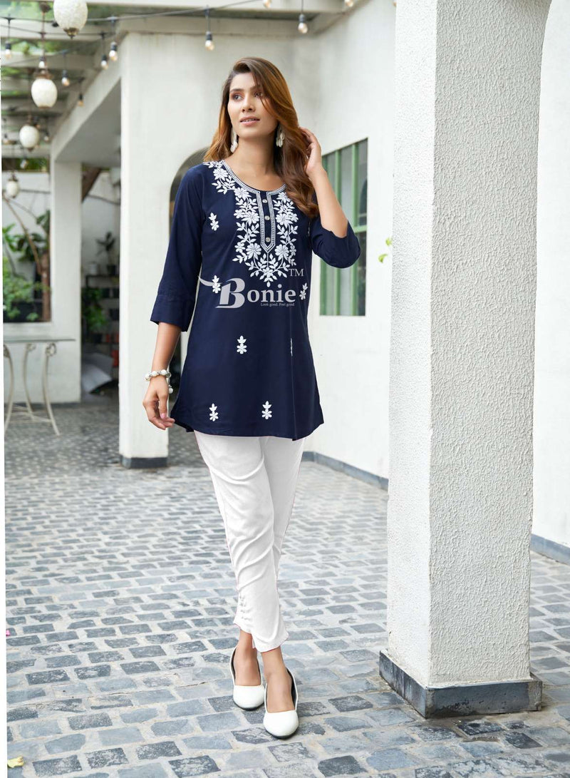 Bonie Aisha Vol 2 Rayon Embroidery Work Daily Wear Short Kurti