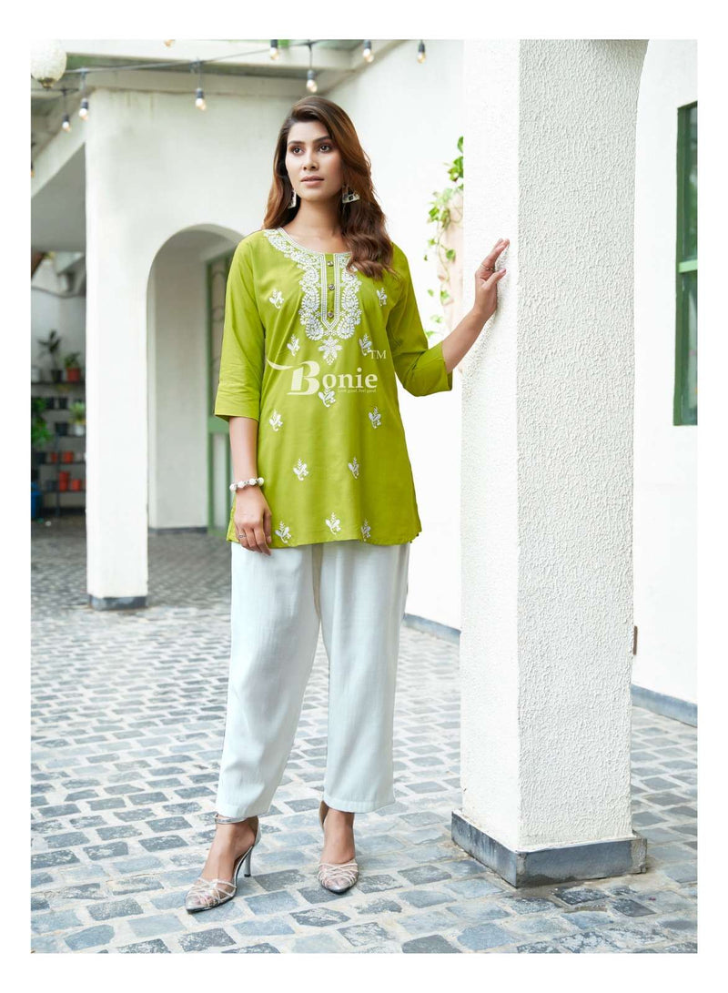 Bonie Aisha Vol 2 Rayon Embroidery Work Daily Wear Short Kurti