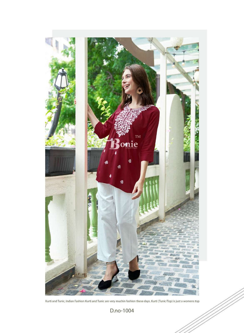 Bonie Aisha Vol 2 Rayon Embroidery Work Daily Wear Short Kurti