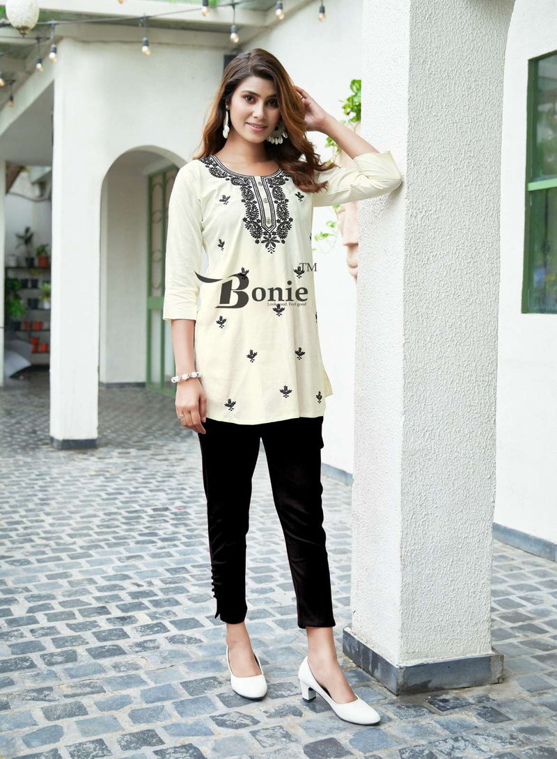 Bonie Aisha Vol 2 Rayon Embroidery Work Daily Wear Short Kurti