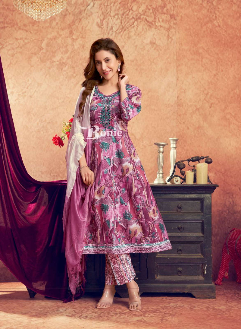 Bonie Aneri Vol 3 Capsule Anarkali Kurti Pant Dupatta Set