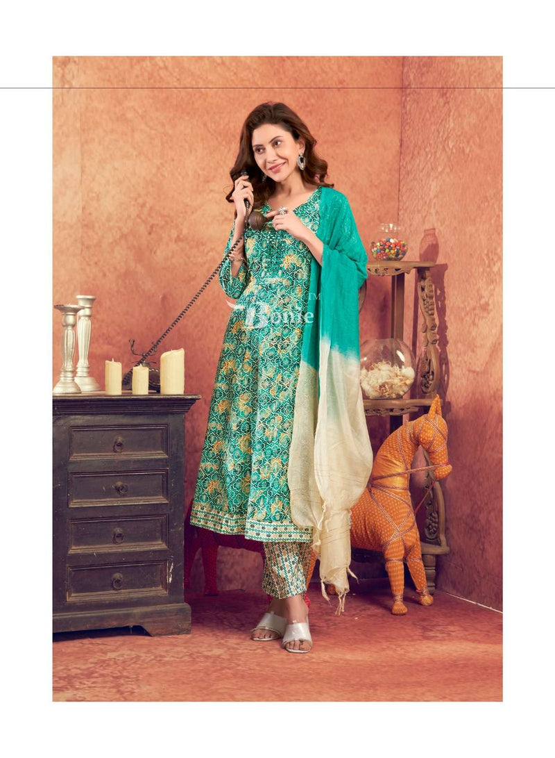 Bonie Aneri Vol 3 Capsule Anarkali Kurti Pant Dupatta Set