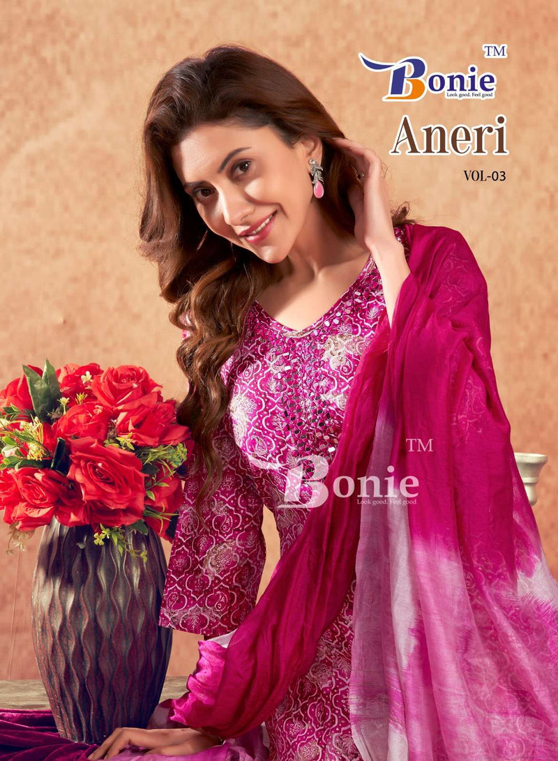 Bonie Aneri Vol 3 Capsule Anarkali Kurti Pant Dupatta Set