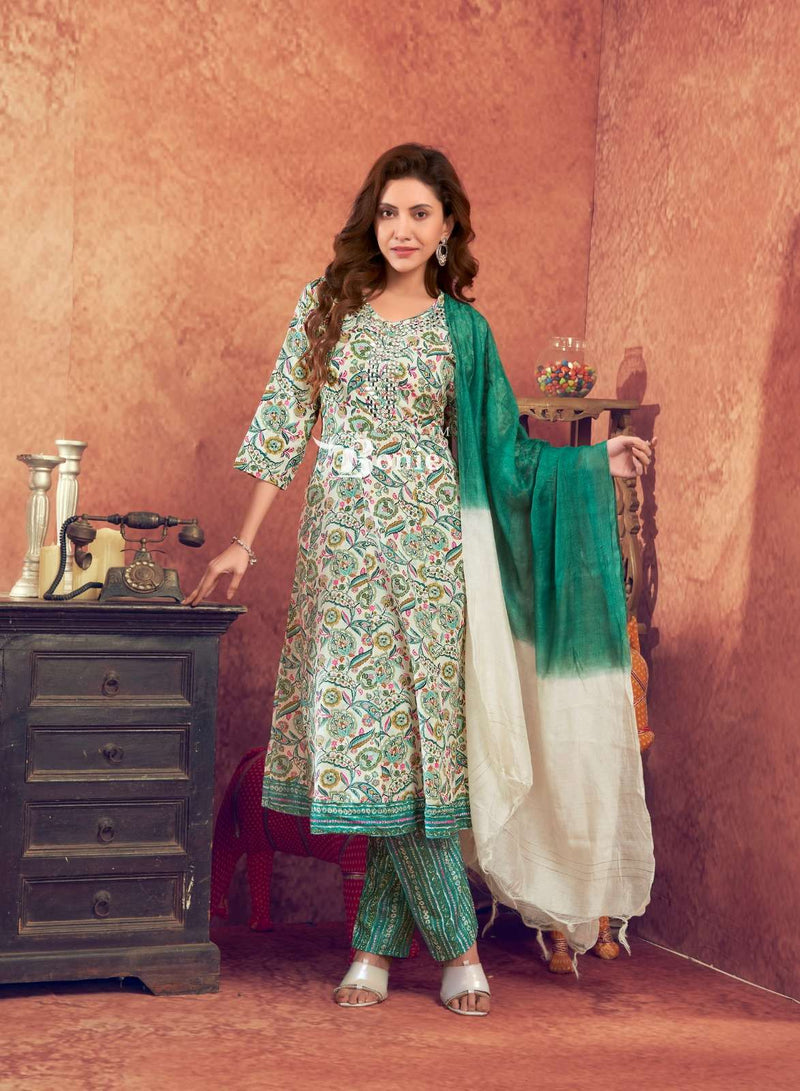 Bonie Aneri Vol 3 Capsule Anarkali Kurti Pant Dupatta Set