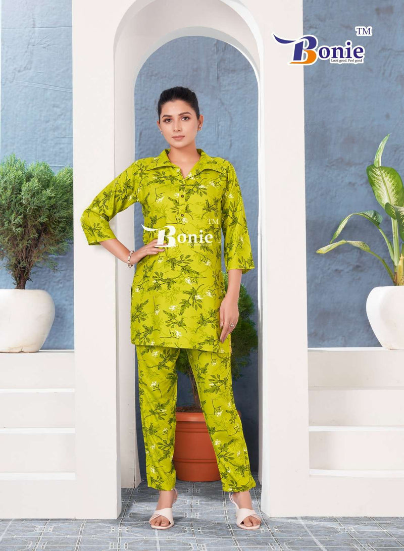 Bonie Pearl Rayon Amazing Prints Casual Wear Co Ord Set