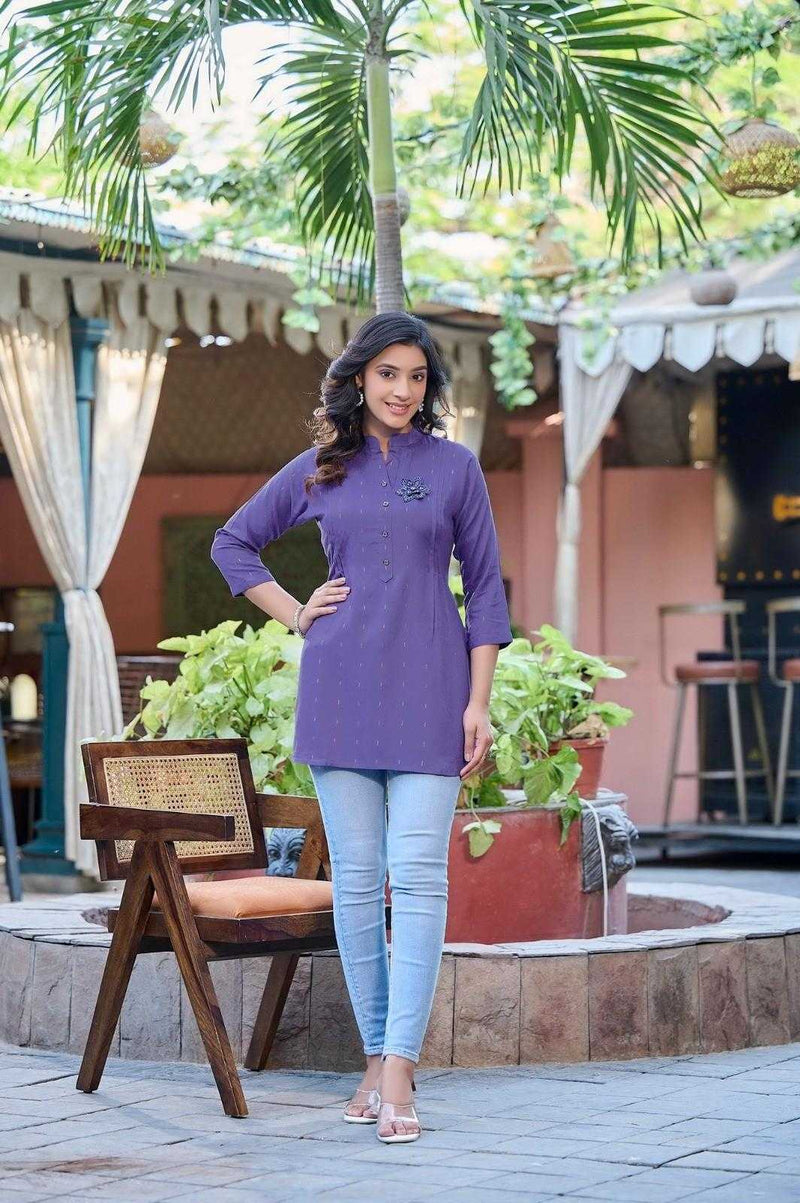 Rangmaya Fashion Cherry Rayon Tunic Short Top For Daily Wear