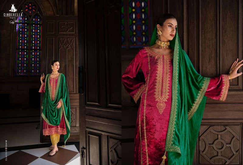 Cinderella Jo Reevaz Viscose Velvet Embroidery Heavy Pakistani Salwar Kameez