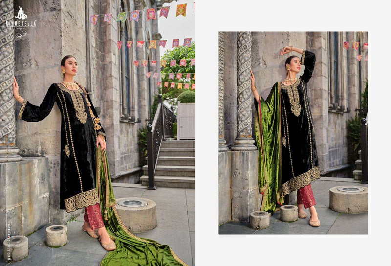 Cinderella Jo Reevaz Viscose Velvet Embroidery Heavy Pakistani Salwar Kameez