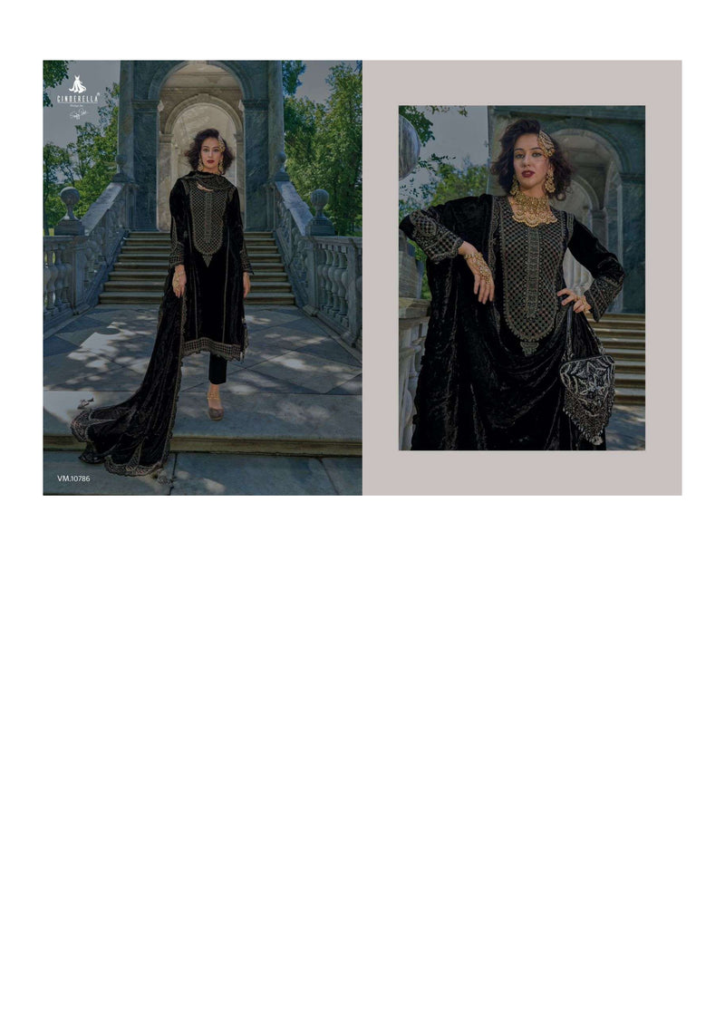 Cinderella Velvet Meenakari Viscose Velvet Fancy Embroidery Work Party Wear Salwar Kameez