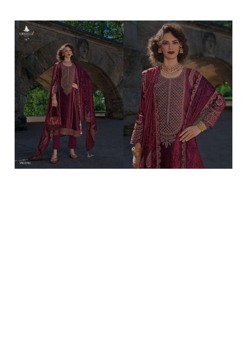 Cinderella Velvet Meenakari Viscose Velvet Fancy Embroidery Work Party Wear Salwar Kameez