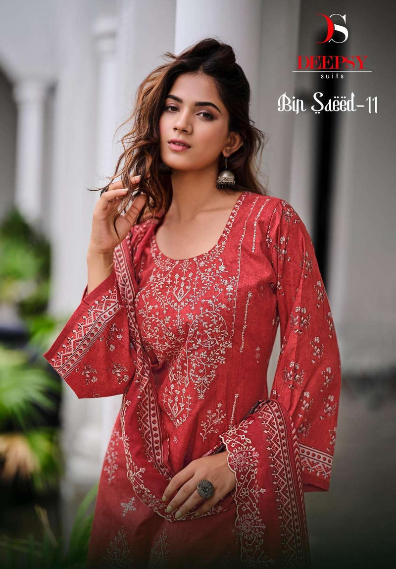 Deepsy Suits Bin Saeed Vol 11  Cotton With Heavy Self Embroidery Heavy Designer Salwar Suit