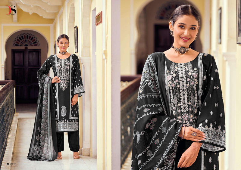 Deepsy Suits Black Beauty Cotton With Heavy Self Embroidery Semi Stitched Suit