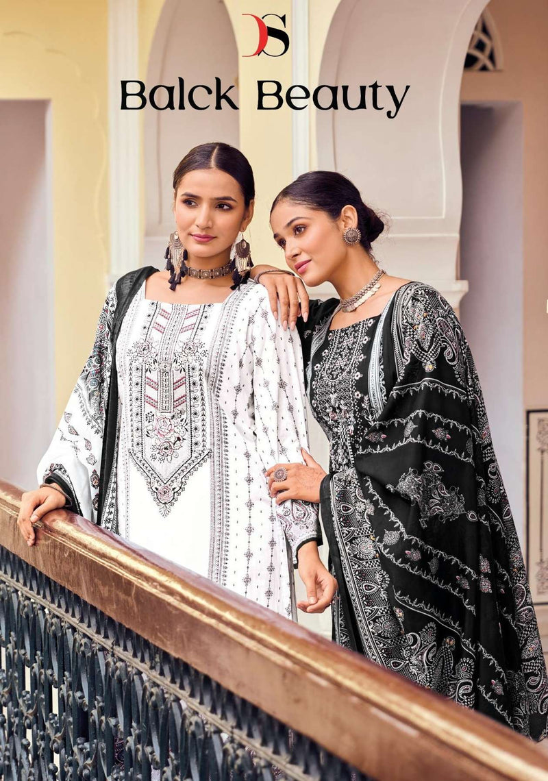 Deepsy Suits Black Beauty Cotton With Heavy Self Embroidery Semi Stitched Suit