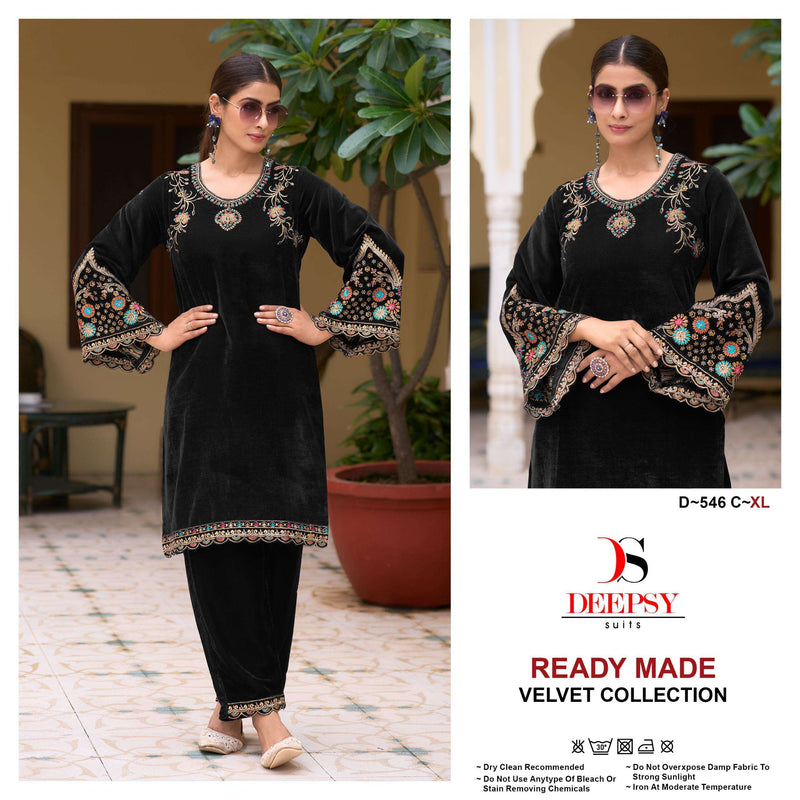 Deepsy Suits D 546 Velvet Embroidery Party Wear Pret Kurti Pant Set