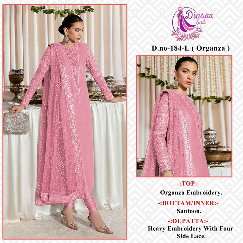 Dinsaa 184 Ijkl Designer Organza Embroidered Pakistani Salwar Kameez