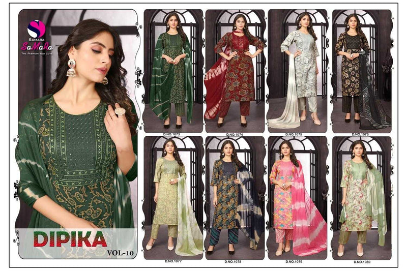 Samara Dipika Vol 10 Capsule Print Embroidery Work Daily Wear Kurti Combo Set