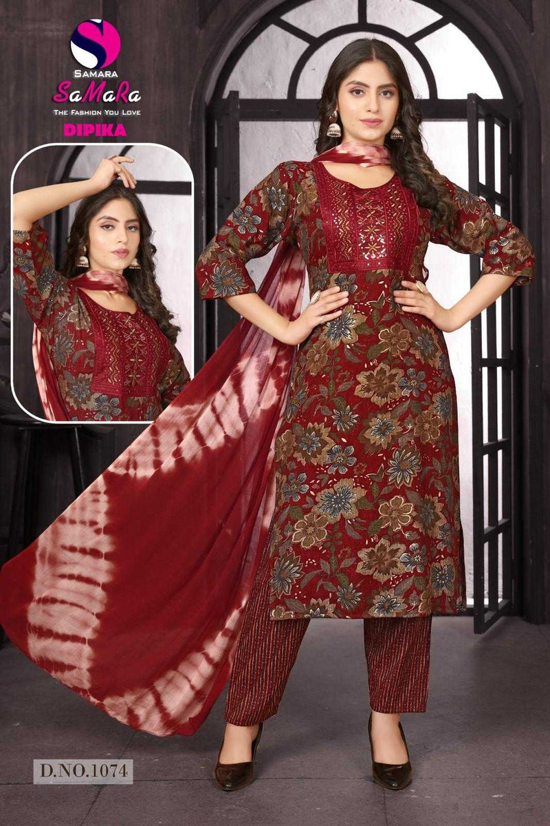 Samara Dipika Vol 10 Capsule Print Embroidery Work Daily Wear Kurti Combo Set