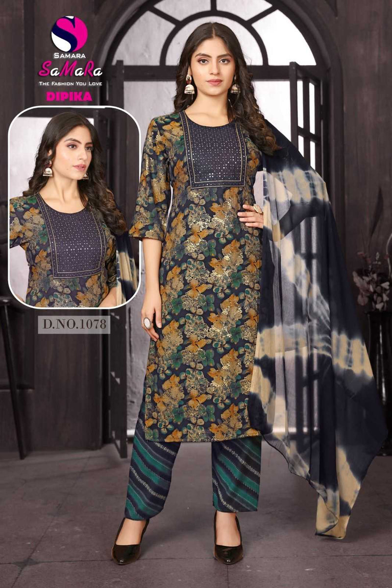 Samara Dipika Vol 10 Capsule Print Embroidery Work Daily Wear Kurti Combo Set