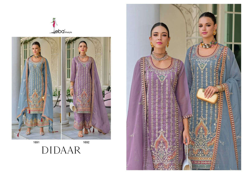 Eba Lifestyle Didaar Simar Embroidery Work Designer Kurti Plazo Dupatta Set