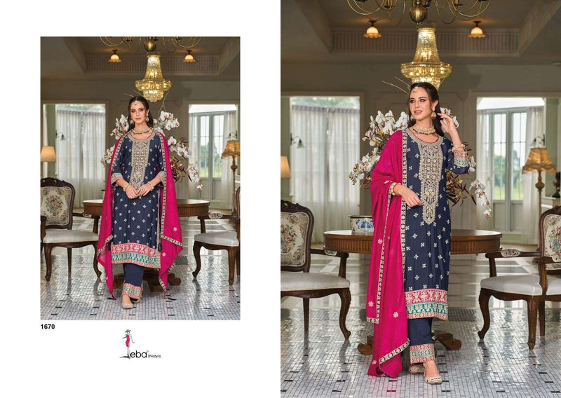 Eba Lifestyle Senisa Silk With Emboidery Work Weding Wear Designer Suit Collection