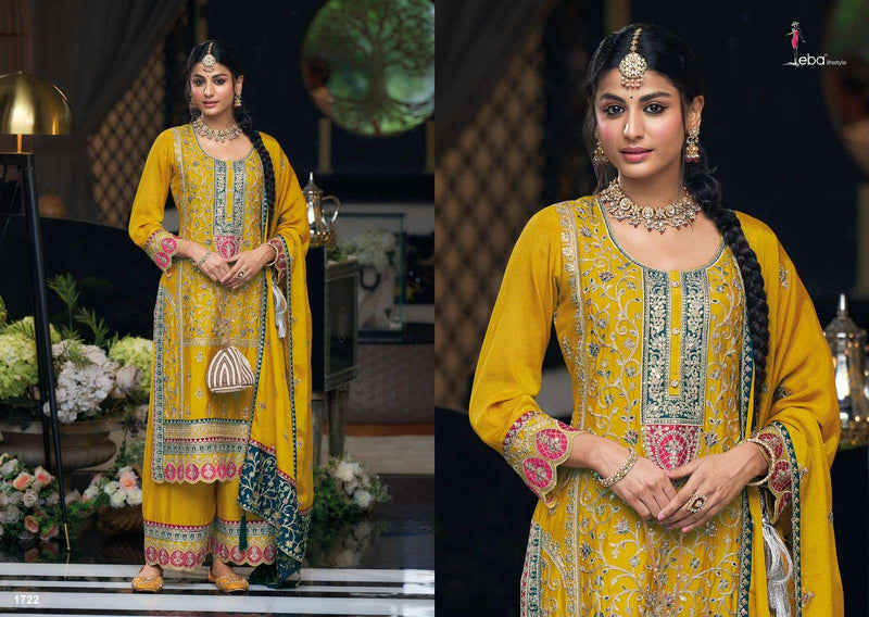 Eba Lifestyle Simran Chinon Emboidery Work Wedding Wear Suit Collection