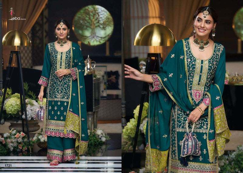 Eba Lifestyle Simran Chinon Emboidery Work Wedding Wear Suit Collection