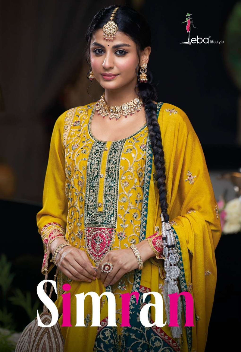 Eba Lifestyle Simran Chinon Emboidery Work Wedding Wear Suit Collection