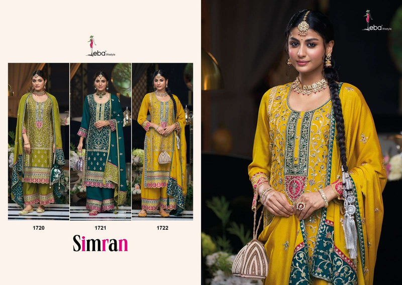 Eba Lifestyle Simran Chinon Emboidery Work Wedding Wear Suit Collection