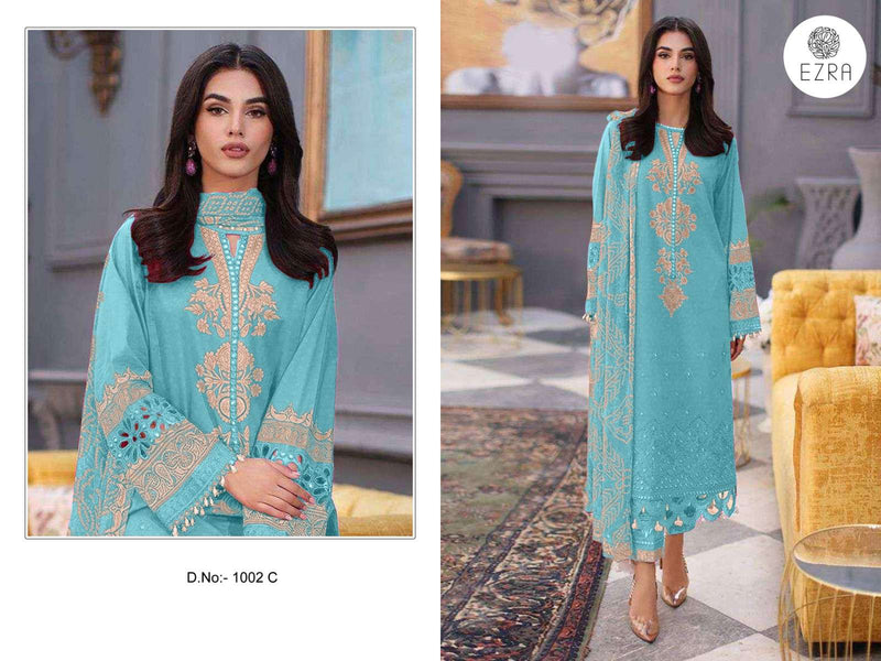 Ezra Hit Design 1002 Cotton Heavy Embroidery Fancy Salwar Suit