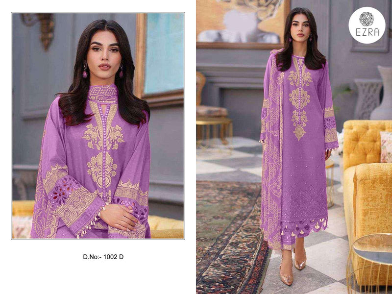 Ezra Hit Design 1002 Cotton Heavy Embroidery Fancy Salwar Suit