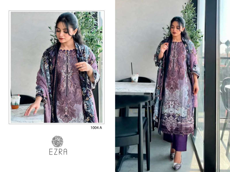 Ezra Hit Design 1004 Cotton Heavy Embroidery Fancy Suit