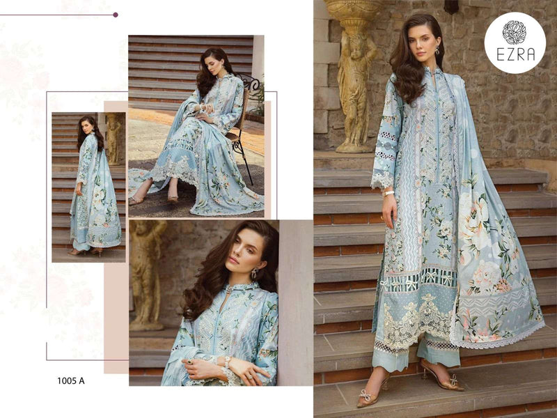 Ezra Hit Design 1005 Cotton Self Embroidery Fancy Suit